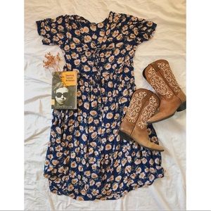 Vintage 90s babydoll cottagecore/grunge sunflower print gauzey dress.